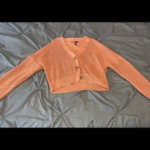 Cropped button down sweater